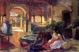 A ‘harem’ is not a bordello, seraglio or brothel, but refers to the women’s quarters, usually in a polygynous household, which are forbidden to men. It originated in the Near East and is typically associated in the Western world with the Ottoman Empire.<br/><br/>

Female seclusion in Islam is emphasized to the extent that any unlawful breaking into that privacy is ḥarām ie, 'forbidden'. A Muslim harem does not necessarily consist solely of women with whom the head of the household has sexual relations (wives and concubines), but also their young offspring, other female relatives or odalisques, which are the concubines’ servants. The harem may either be a palatial complex, as in Romantic tales, in which case it includes staff (women and eunuchs), or simply their quarters, in the Ottoman tradition separated from the men's selamlık.
A hammam is a common bath house.

