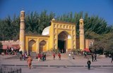 The Id Kah mosque is the largest mosque in China. Every Friday, it houses nearly 10,000 worshippers and may accommodate up to 20,000. The mosque was built by Saqsiz Mirza in c.1442 CE (although it incorporated older structures dating back to 996 CE) and covers 16,800 square meters.