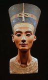 Nefertiti  (c. 1370 BCE – c. 1330 BCE) was the Great Royal Wife of the Egyptian Pharaoh Akhenaten . Nefertiti and Akhenaten were known for a religious revolution, in which they started to worship one god only. This was the Sun God Aten. She is also famous for her bust, now in Berlin's Neues Museum. Some scholars believe that Nefertiti ruled briefly after her husband's death and before the accession of Tutankhamun as Smenkhkare, although this identification is a matter of ongoing debate.