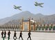 Afghanistan: Afghan Air Force jets pass in review during a parade commemorating the 15th anniversary of the Mujahideen victory. This occasion marks the capture of Kabul from the communist regime on April 28, 1992.